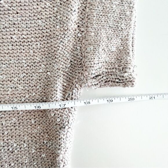WD.NY Sweater Light Pink Blush Silver Sequin Open Knit Short Sleeve Women's M - Picture 6 of 7